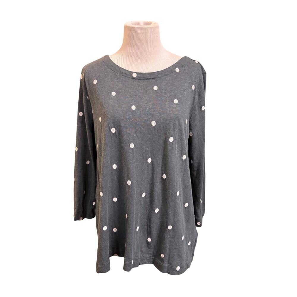 Fat Face UK Top Back Pleat Polka Dot Thyme Green Women's size 4